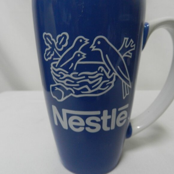 Nestle Tall Large Mug Cup latte Ceramic Vintage July 2011 blue white 16 oz - Picture 3 of 12